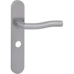 Karwei deurkruk set Kevin ovaal schild vrij-bezet sluiting 63/8 mm RVS