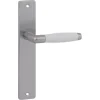 Karwei deurkruk set Lago recht blind schild RVS look messing