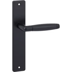 Karwei deurkruk set Lopes recht blind schild zwart messing