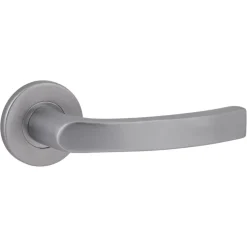 Karwei deurkruk set Lorenzo rond rozet RVS look aluminium