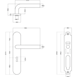 Karwei deurkruk set Rocco ovaal schild sleutelgat 56 mm messing mat