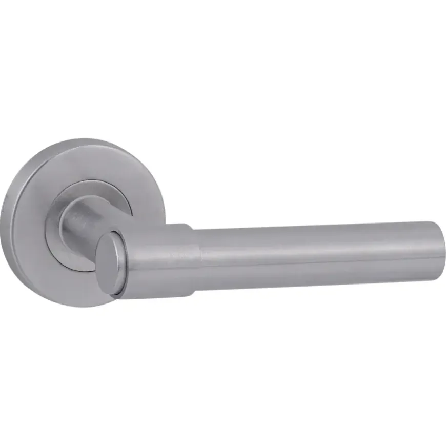 Karwei deurkruk set Romeo rond rozet RVS look aluminium