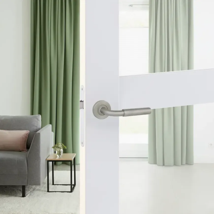 Karwei deurkruk set Roy rond rozet RVS
