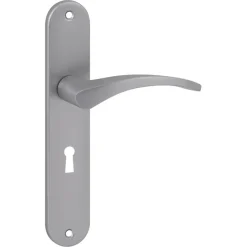 Karwei deurkruk set Stefanie ovaal schild sleutelgat 56 mm RVS look aluminium