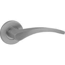 Karwei deurkruk set Stefanie rond rozet RVS look aluminium