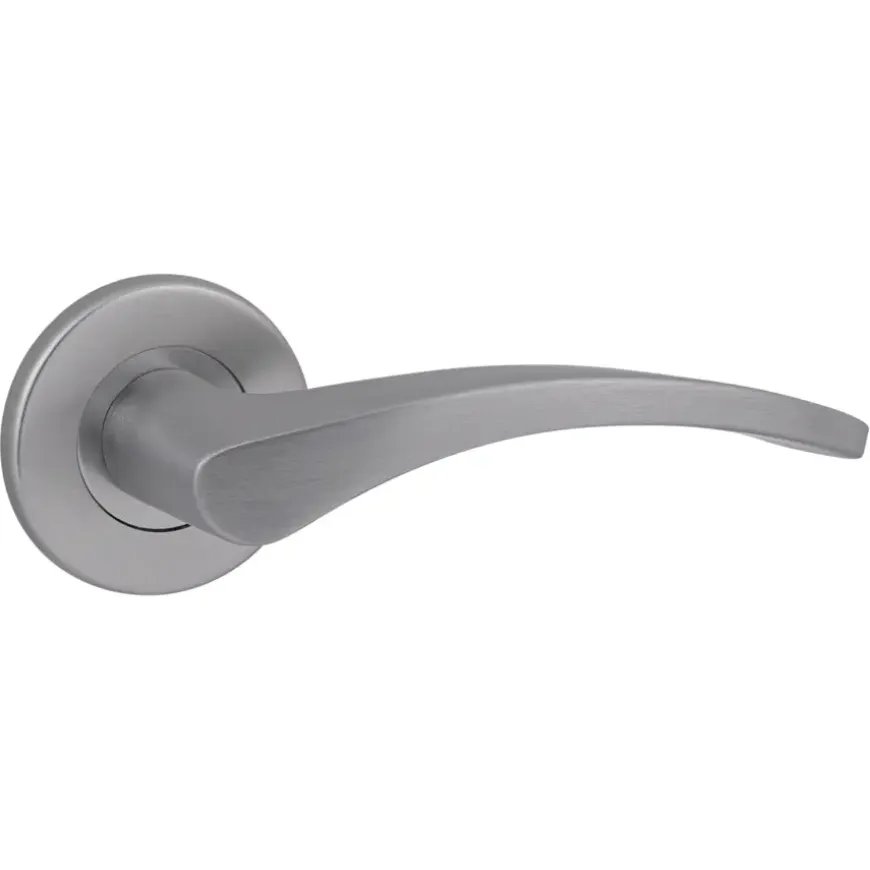 Karwei deurkruk set Stefanie rond rozet RVS look aluminium