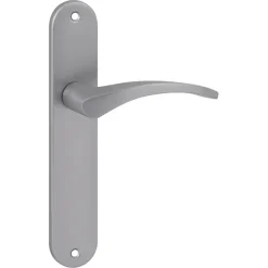 Karwei deurkruk set Stefanie ovaal blind schild RVS look aluminium