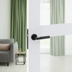 Karwei deurkruk set Stefano rond rozet zwart aluminium