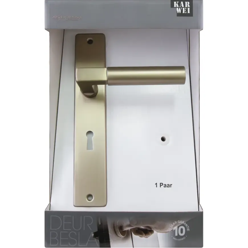 Karwei deurkruk set Stefano recht schild sleutelgat 56 mm messing antiek aluminium