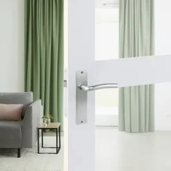 Karwei deurkruk set Wave recht blind schild chroom mat