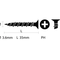 KARWEI gipsplaatschroef 3,6x35 mm zwart (15 stuks)