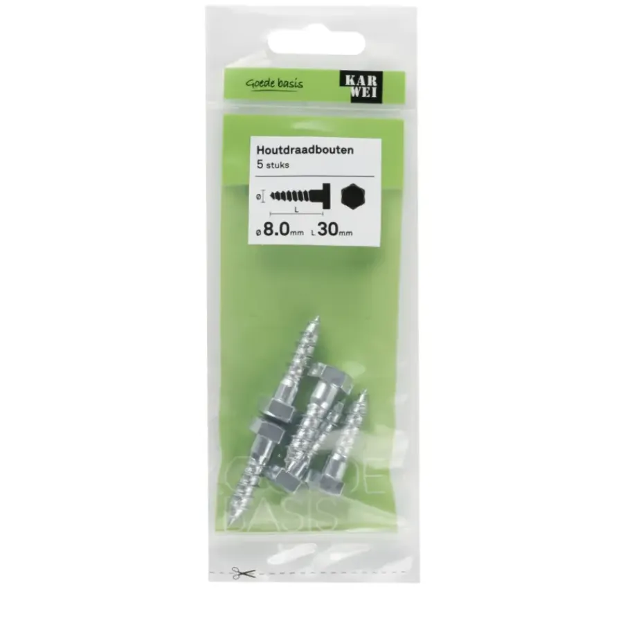 KARWEI houtdraadbout M8x30 mm 5 stuks