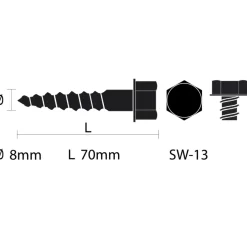 KARWEI houtdraadbout M8x70 mm 15 stuks