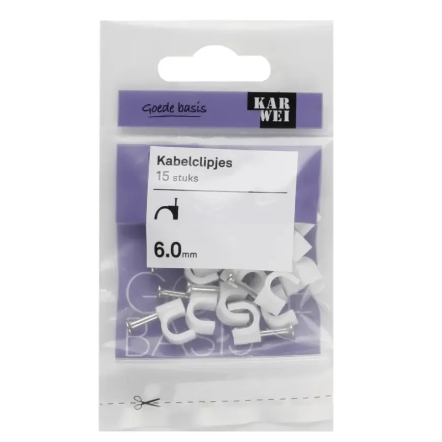KARWEI kabelclip wit 6 mm (15 stuks)