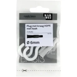 KARWEI kraagplug 6x36mm+schr.haak wit 4,5x65mm 2ST