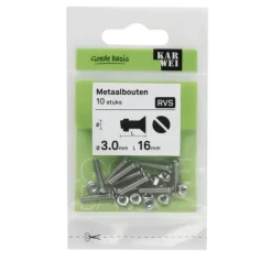 KARWEI metaalbout RVS 3x16 mm 10 stuks