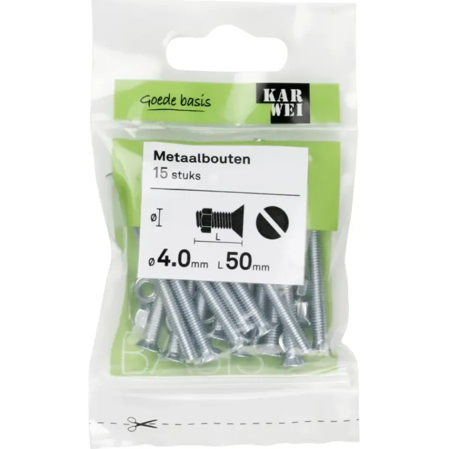 KARWEI metaalbout verzinkt 4x50 mm 15 stuks
