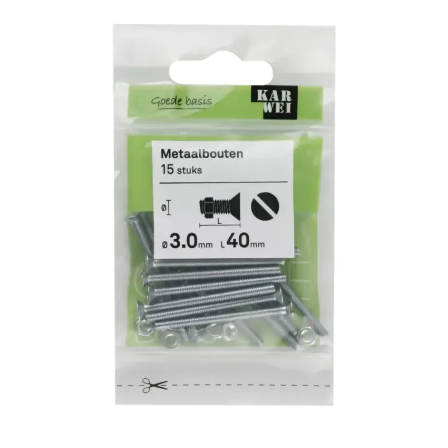 KARWEI metaalbout verzinkt 3x40 mm 15 stuks