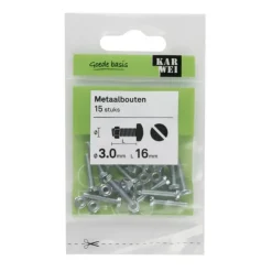 KARWEI metaalbout verzinkt 3x16 mm 15 stuks