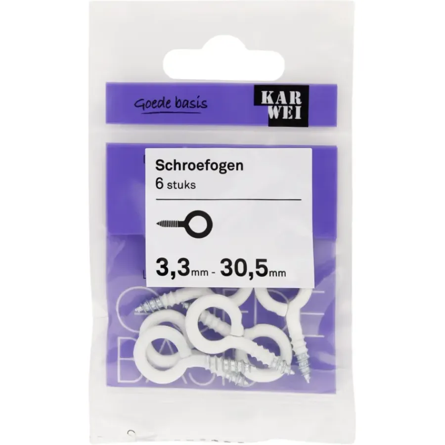 KARWEI Schroefogen wit 3,3mm - 30,5mm 6st.