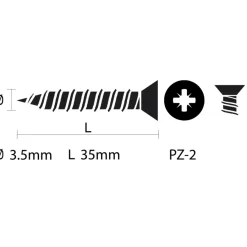 KARWEI schroef universeel platkop pozi verzinkt 3.5x35 mm 15 stuks
