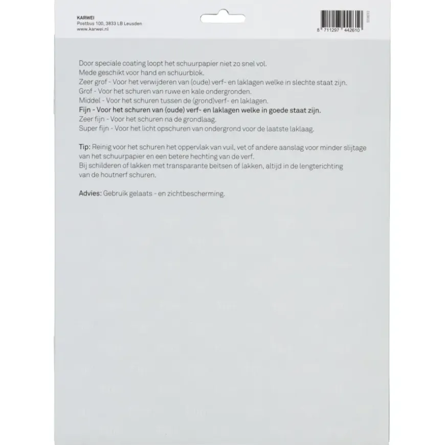 KARWEI schuurpapier lichte schuurklus fijn K180