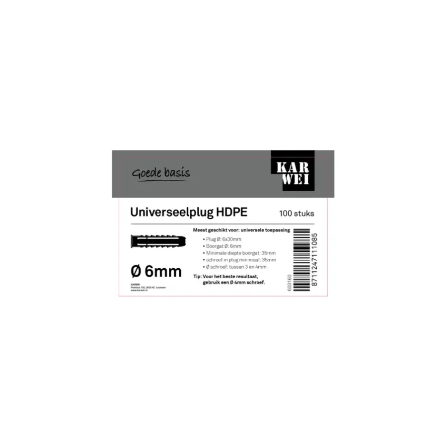 KARWEI uni-plug 6x30mm 100ST