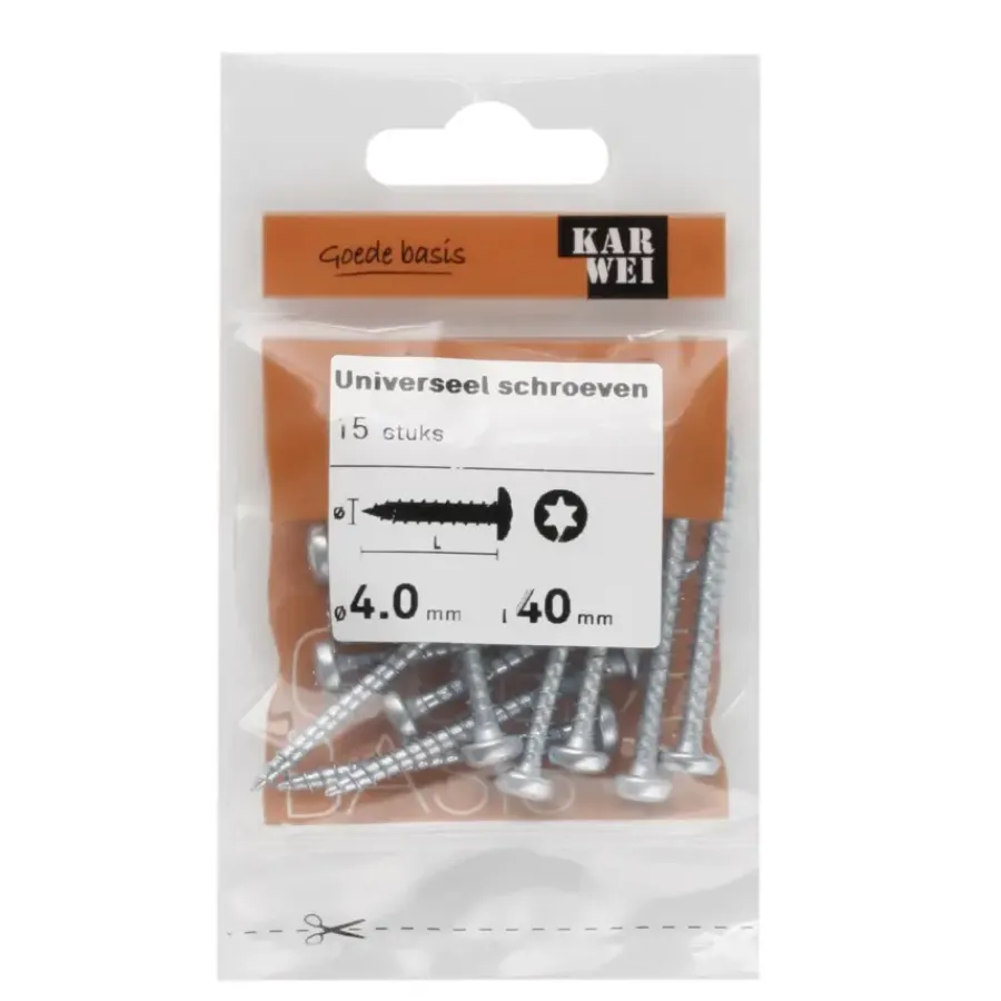 KARWEI unischroef cilinderkop verzinkt 4x40 mm (15 stuks)