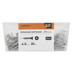KARWEI unischroef platkop rvs 4x30 mm (200 stuks)