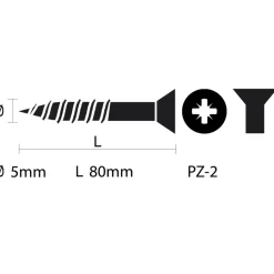 KARWEI unischroef platkop rvs 5x80 mm (50 stuks)