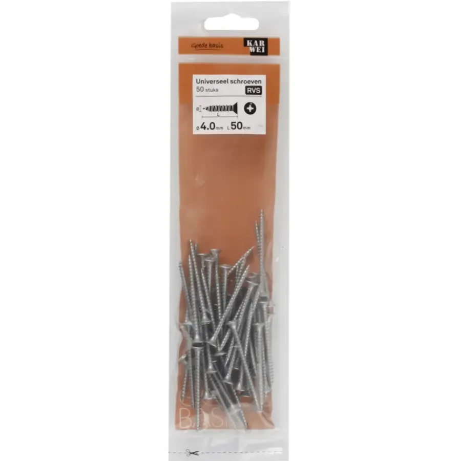 KARWEI unischroef platkop rvs 4x50 mm (50 stuks)