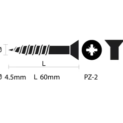 KARWEI unischroef platkop verzinkt 4,5x60 mm 100 stuks