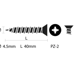 KARWEI unischroef platkop verzinkt 4,5x40 mm (200 stuks)