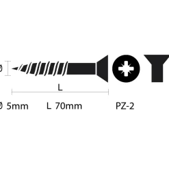 KARWEI unischroef platkop verzinkt 5x70 mm (70 stuks)