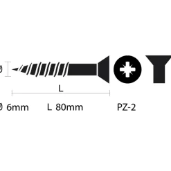 KARWEI unischroef platkop verzinkt 6x80 mm (50 stuks)