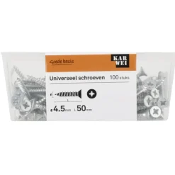 KARWEI unischroef platkop verzinkt 4,5x50 mm 100 stuks