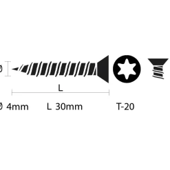 KARWEI unischroef vk verzinkt 4x30 mm (200 stuks)