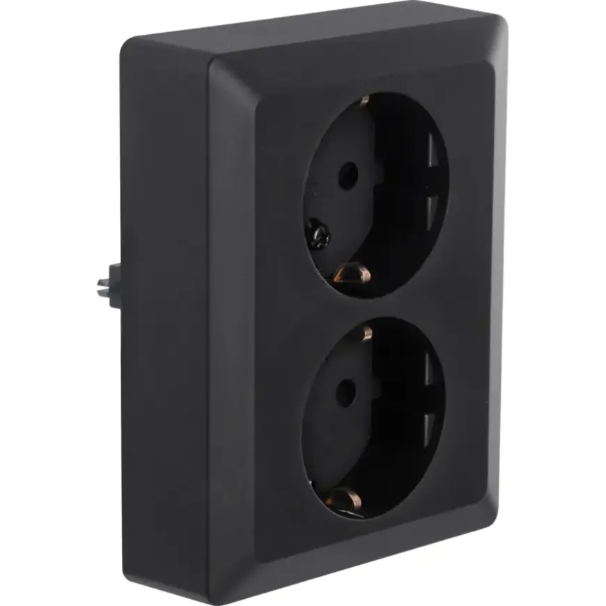 KARWEI Zenith Dubbel Geaard Stopcontact Mat Zwart