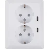KARWEI Zenith Dubbel Stopcontact Geaard met Twee USB-C Poorten Wit