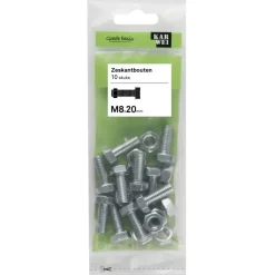 KARWEI zeskantbout voldraad M8x20 mm 10 stuks