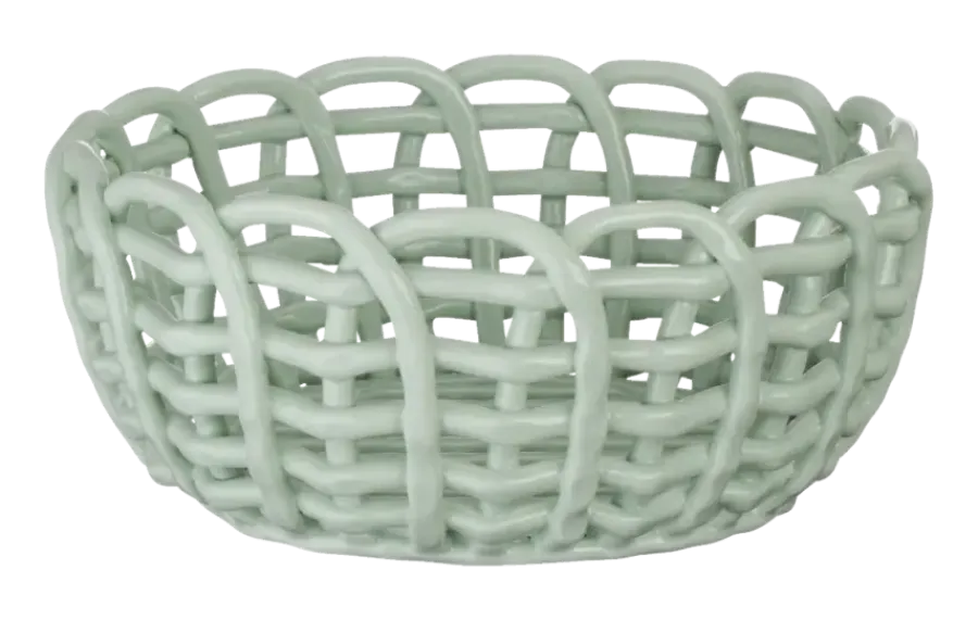 Geen Keramieken mand groen 23x23x10,3cm