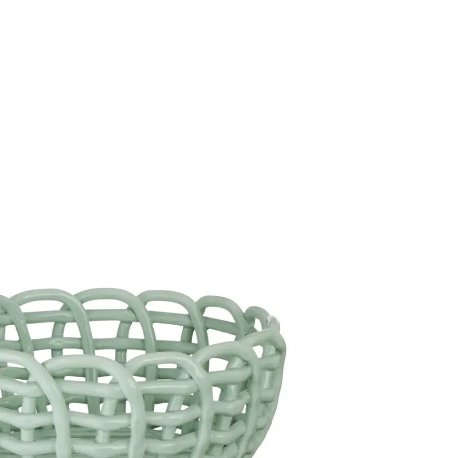 Geen Keramieken mand groen 23x23x10,3cm