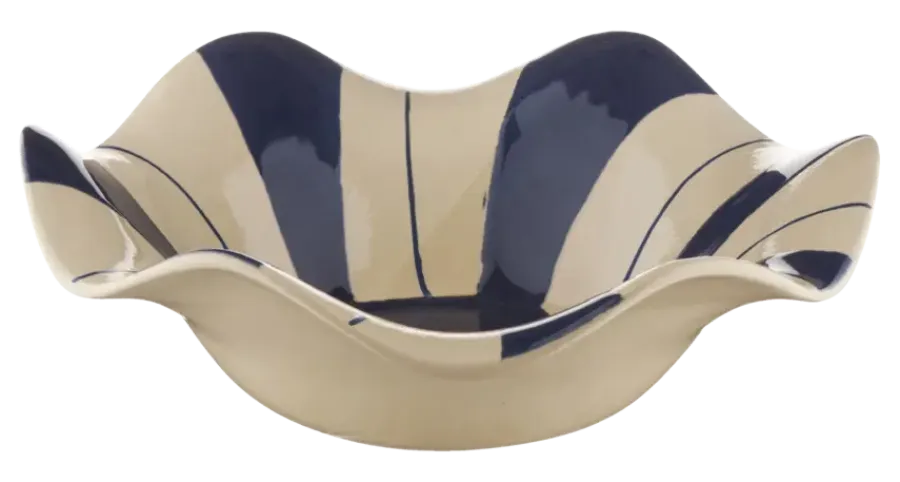 Geen Keramieken schaal wit blauw 25,5x25,5x8cm