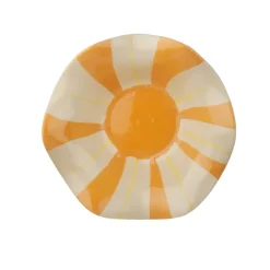 Geen Keramieken schaal wit oranje 25,5x25,5x8cm