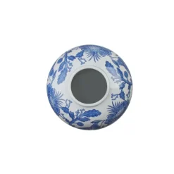 Geen Keramieken vaas wit blauw 26,5x26,5x29cm