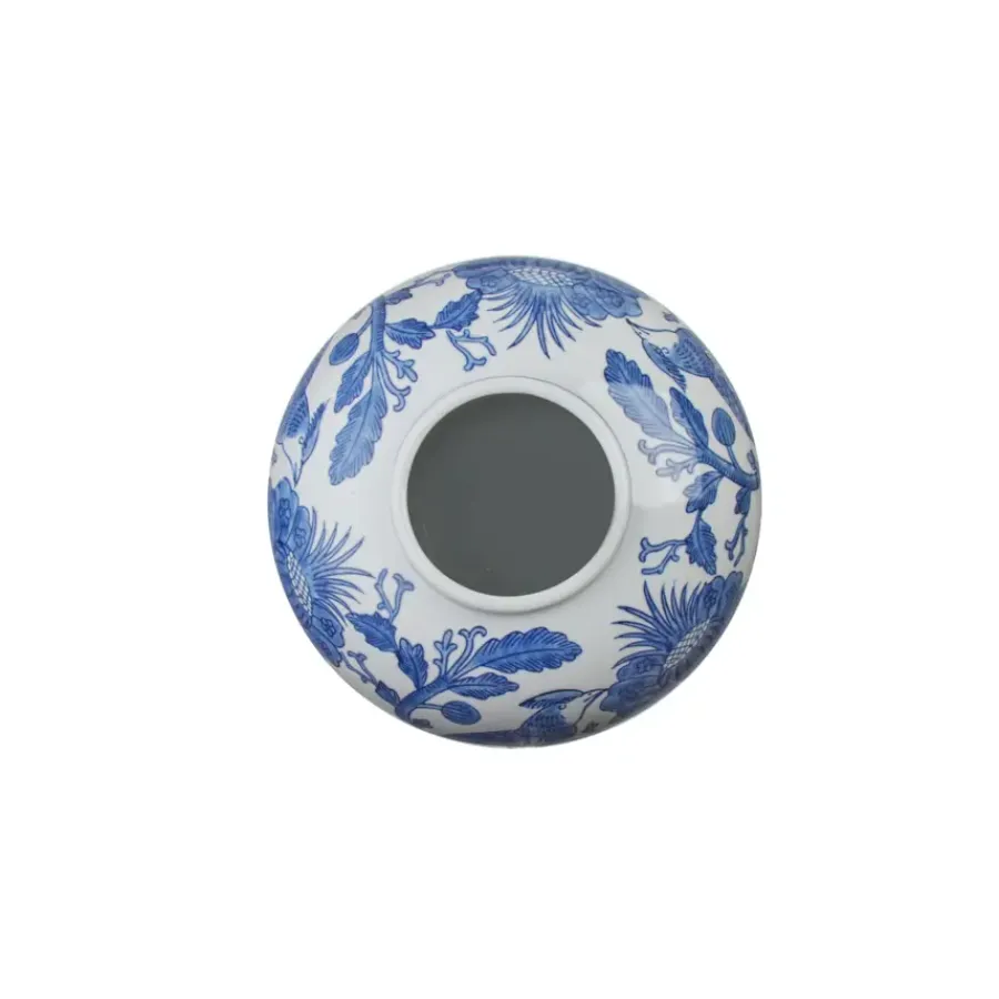 Geen Keramieken vaas wit blauw 26,5x26,5x29cm