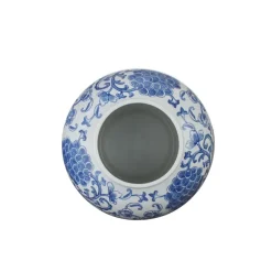 Geen Keramieken vaas wit blauw 26x26x25,5cm
