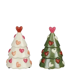 Geen Kerstdecoratie kerstboompje hart divers groen en roze 18 x Ø 11,5 cm per stuk