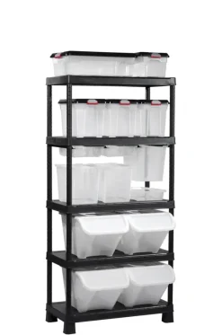 KETER Plus stellingkast - 5 planken - 90x40x182cm - zwart