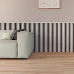 Kleurstaal lattenwand Decowall Acoustic grijs eiken 25x30 cm